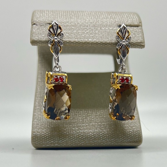 Gems en Vogue Smoky Quartz Dangle Earrings - Picture 1 of 5